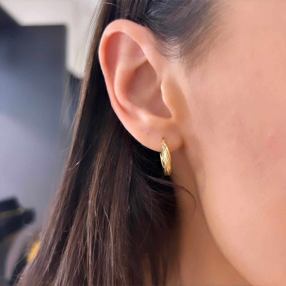 9K Gold Twisted Hoop Earrings