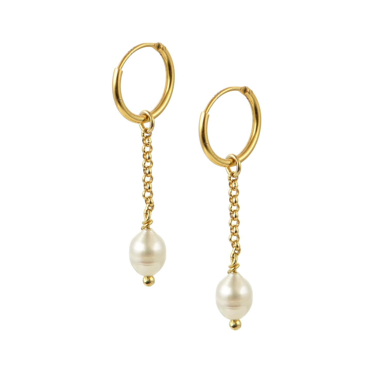 Single Pearl Drop Hoops