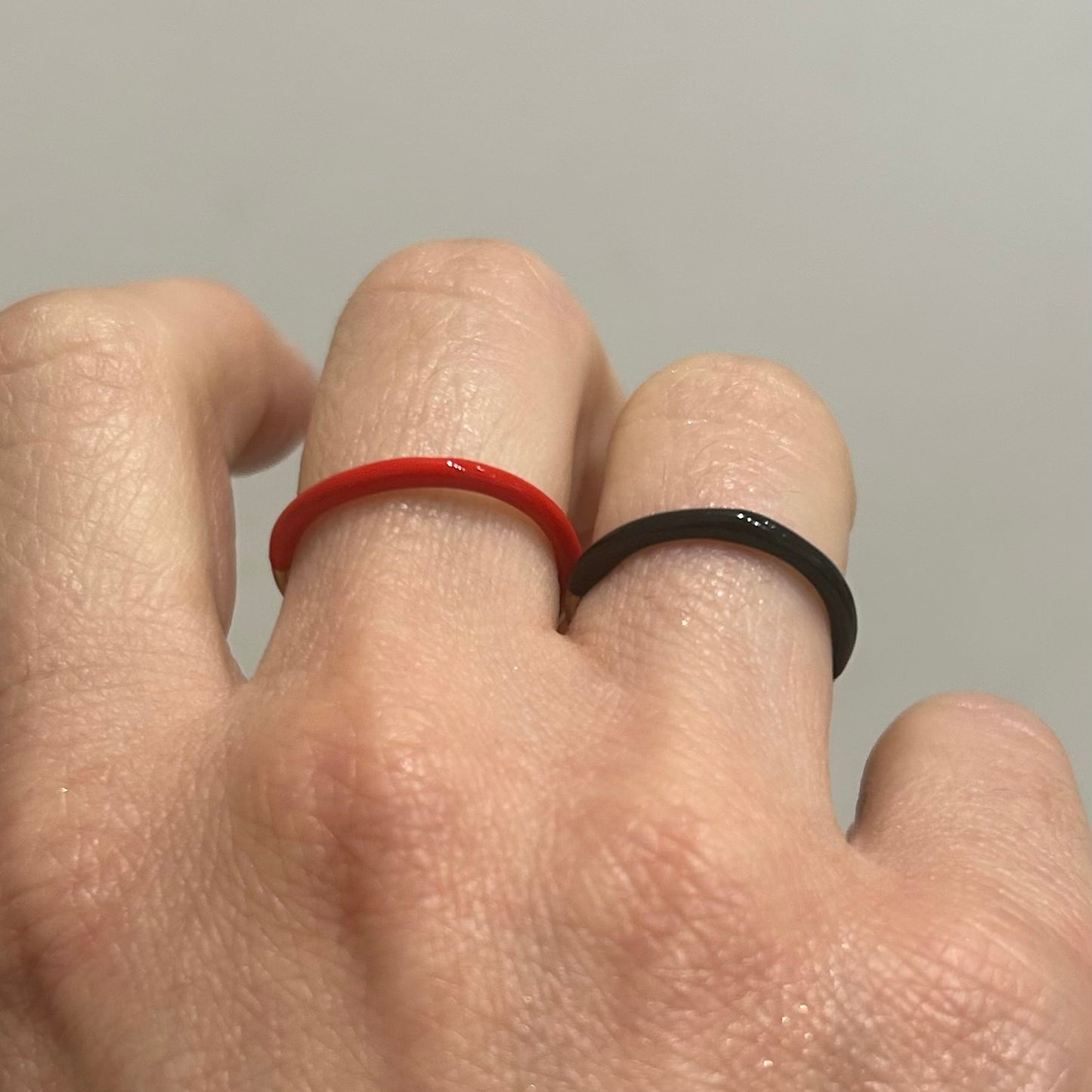 Gold & Red Enamel Band Ring
