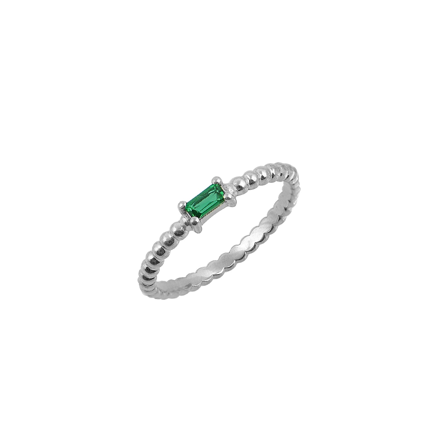 Emerald Baguette Zircon Ring