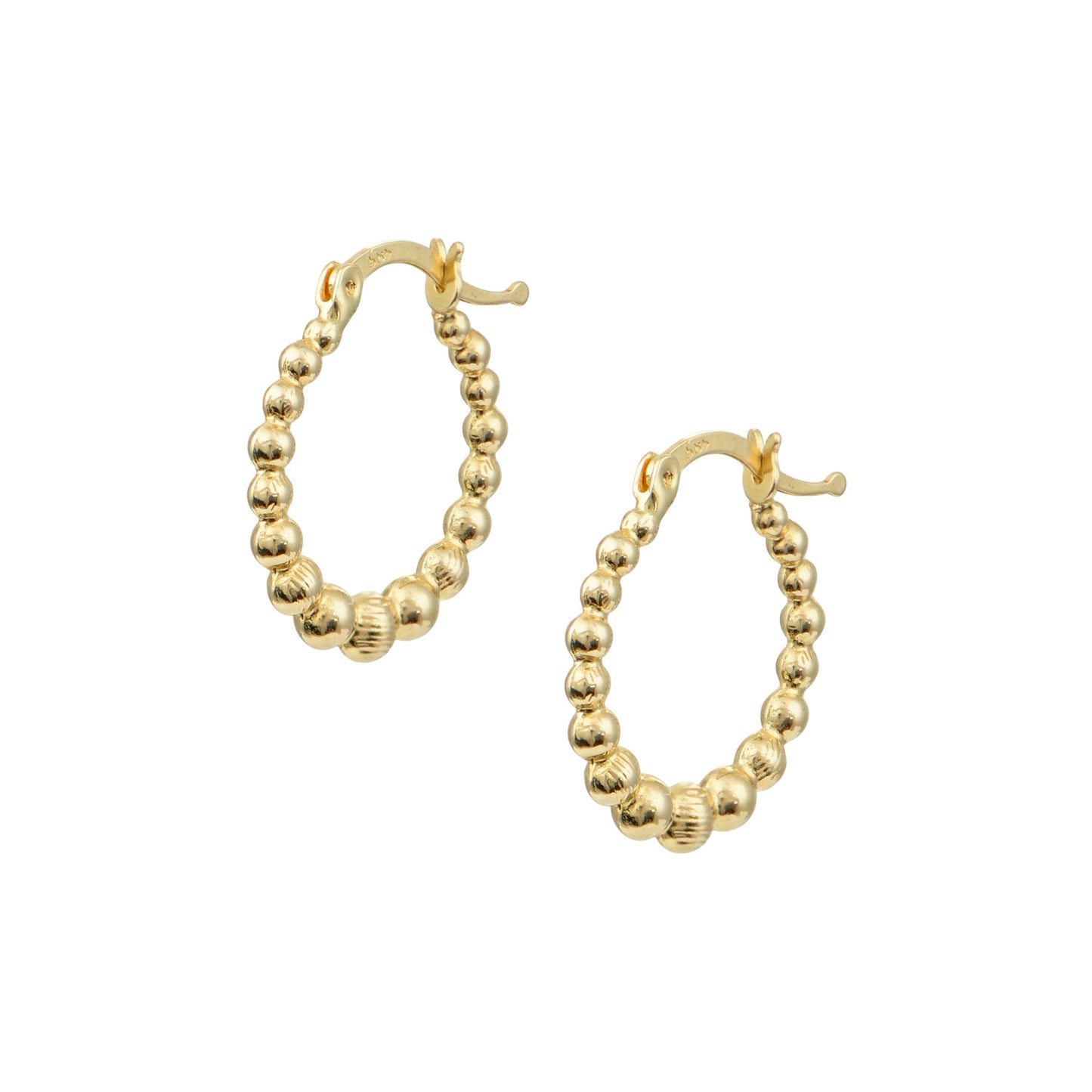 Beaded Hoop Earrings – 14K Gold