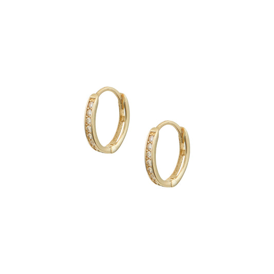 Gold Zircon Hoop Earrings – 9K Gold