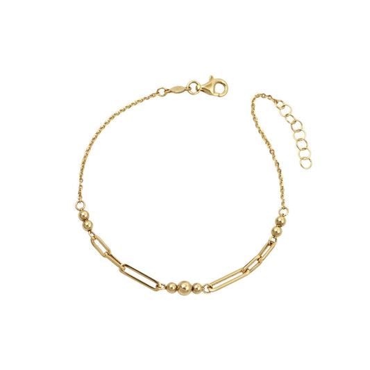 9K Gold Beaded Link Bracelet