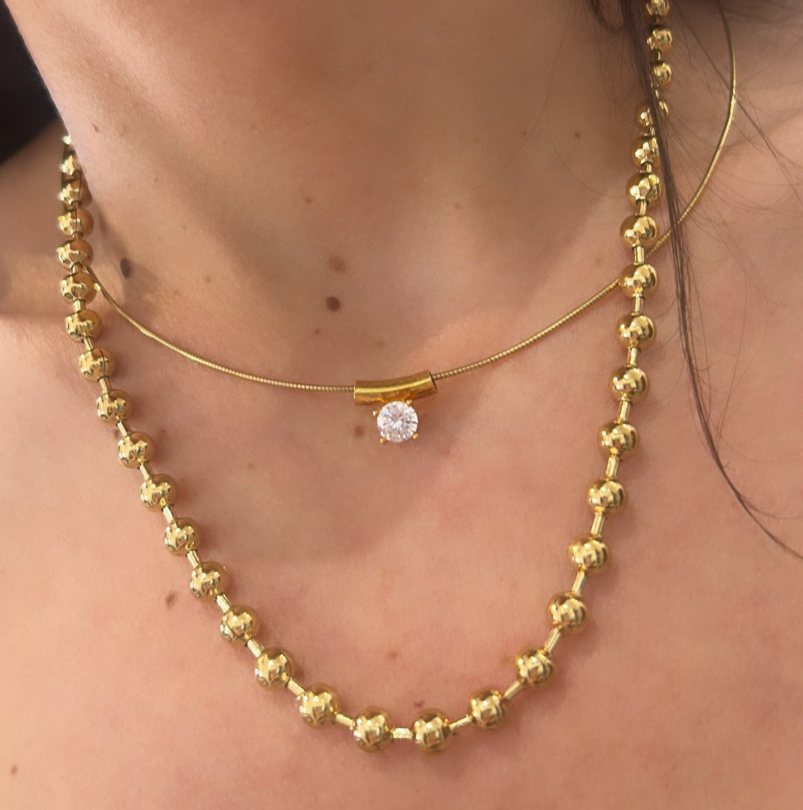 Omega Necklace with Central Stone