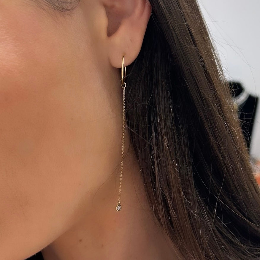 9K Gold Chain Earring Charm