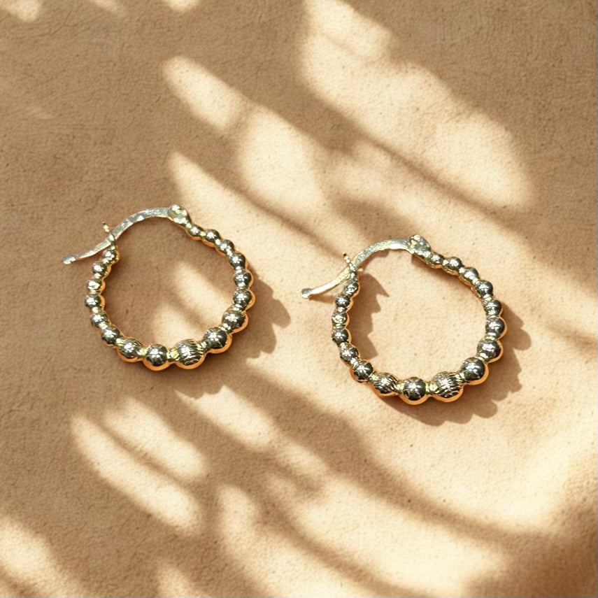 Beaded Hoop Earrings – 14K Gold