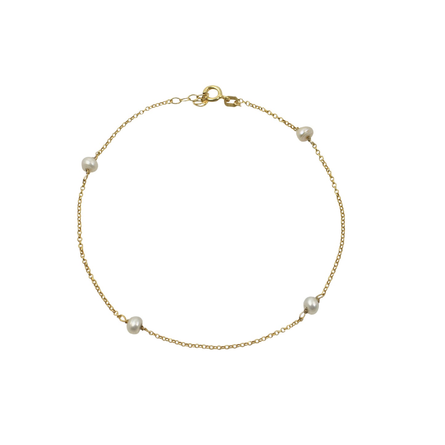 Gold Plated Dainty Pearl Anklet