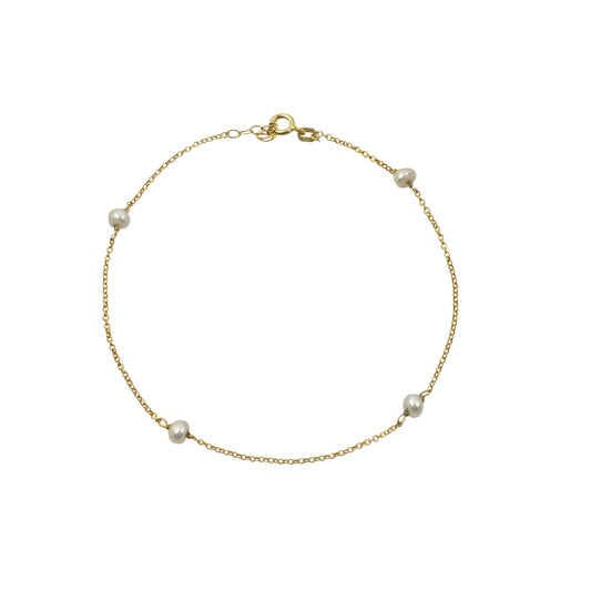 Gold Plated Dainty Pearl Anklet