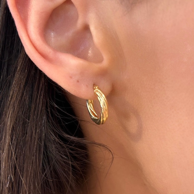 9K Gold Twisted Hoop Earrings