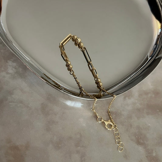 9K Gold Beaded Link Bracelet