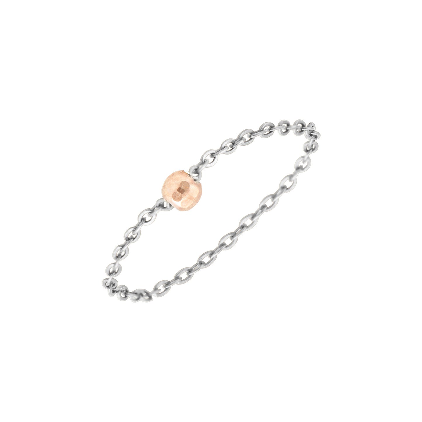 Chain Ring with Rose Gold Silver Disc