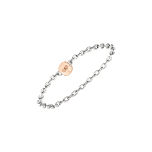 Chain Ring with Rose Gold Silver Disc