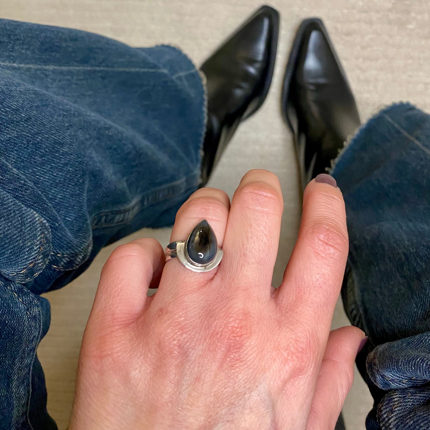 Core Ring – Silver Ring with Black Stone
