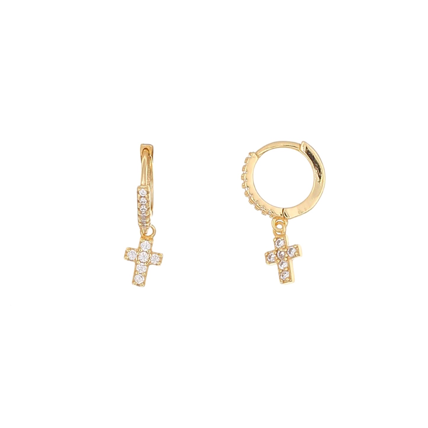 Zircon Cross Huggie Earrings
